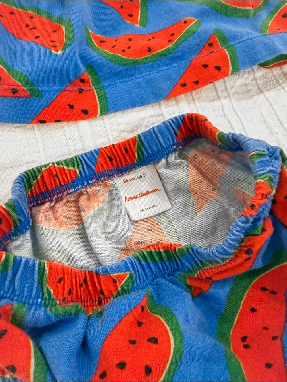 Hanna Andersson 100% Cotton Watermelon Tie-Shoulder Top & Bubble Shorts Set 2T